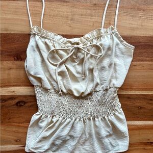 Cream Smocked Tanktop